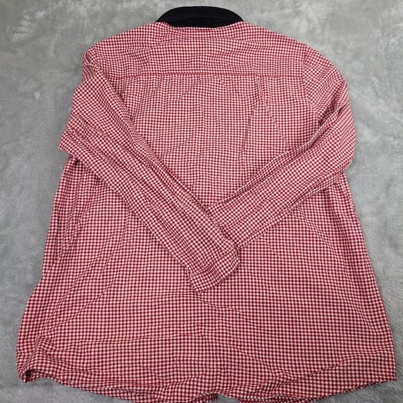 Bobbie Brooks Woman Red White Checked Christmas Mittens Button Front Top 18W 20W - Picture 9 of 9